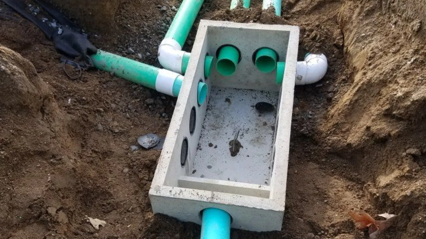 Concrete distribution box and septic lines
